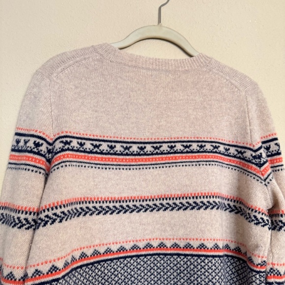 Madewell Marino Wool Fair Isle Sweater Size L Beige Knit Crewneck Pullover - Picture 9 of 13